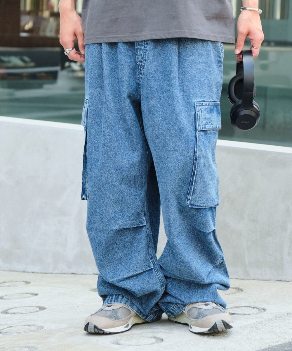 WEGO 【ユニセックス着用ITEM】デニムイージーカーゴパンツ 