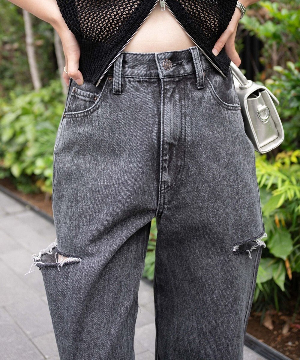 WEGO サイドスリットデニムストレートパンツ 