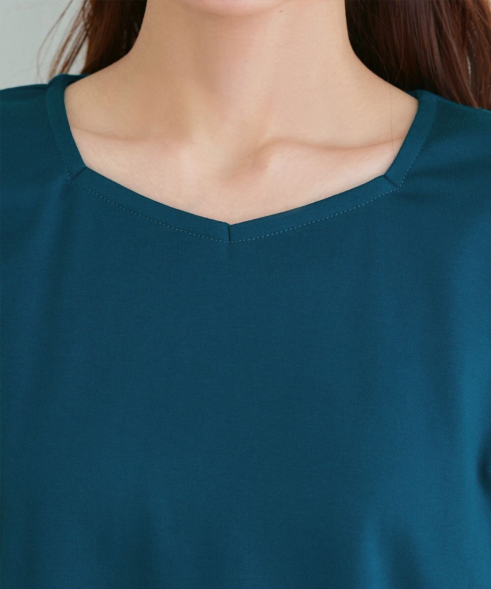 Tiaclasse L 【小倉優子さん着用・洗える・接触冷感・汗ジミ防止】“サマさまカットソー”パール付きパフスリーブトップス 