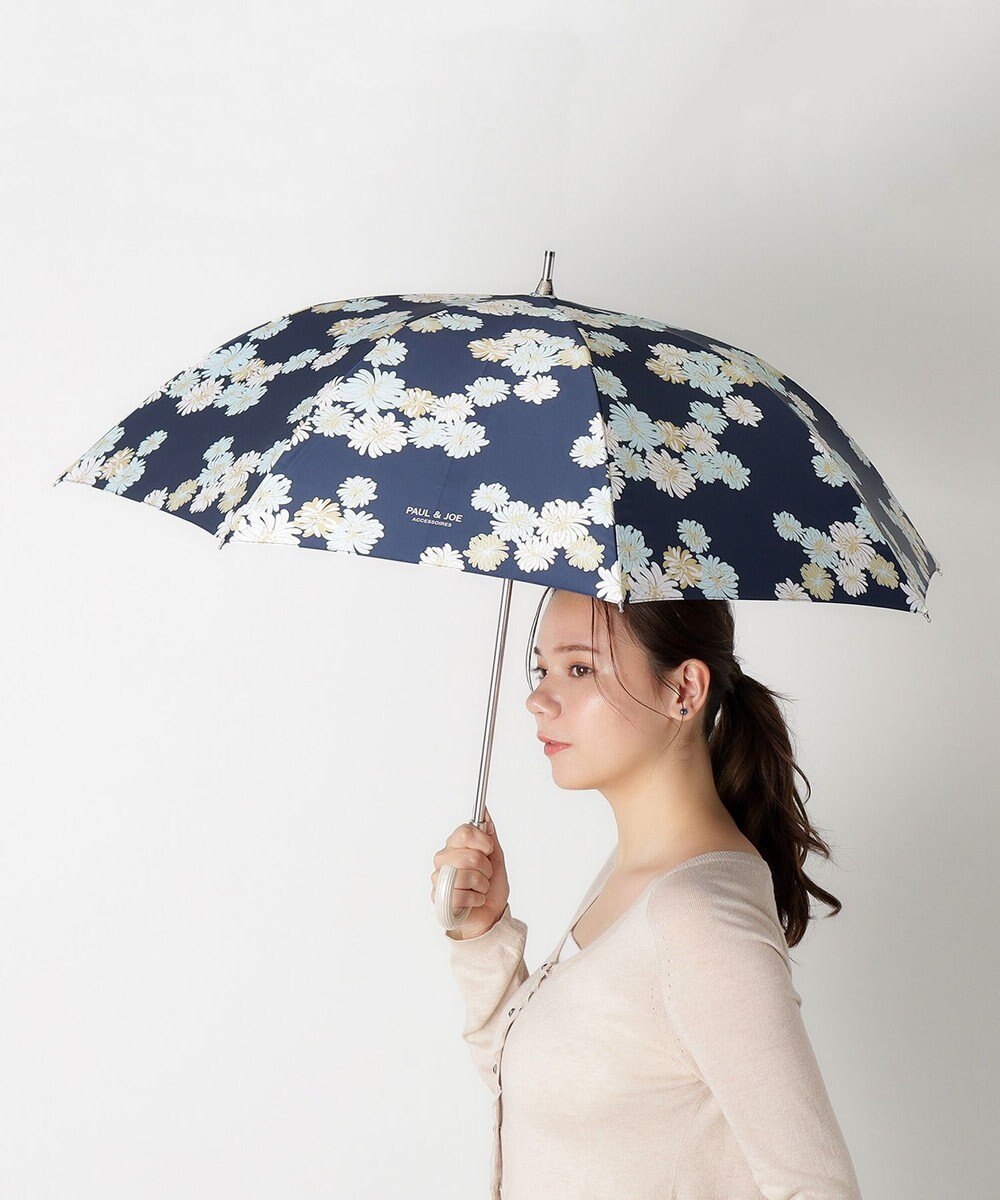 MOONBAT 【一級遮光/軽量】PAUL & JOE 晴雨兼用 日傘 長傘 総柄クリザンテーム 遮熱 UV 