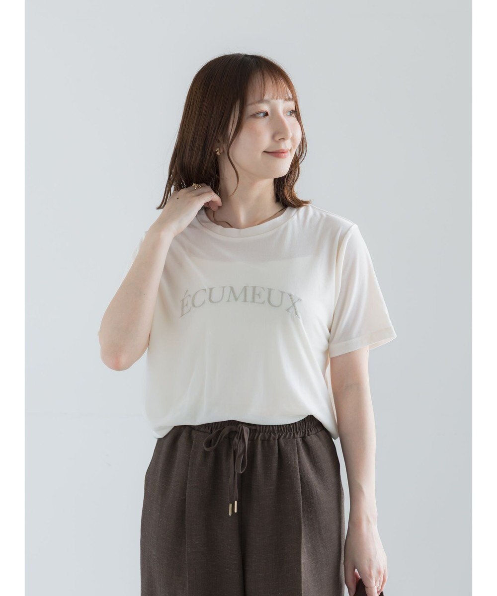 Te chichi シアーベロアロゴ刺繍Tシャツ 
