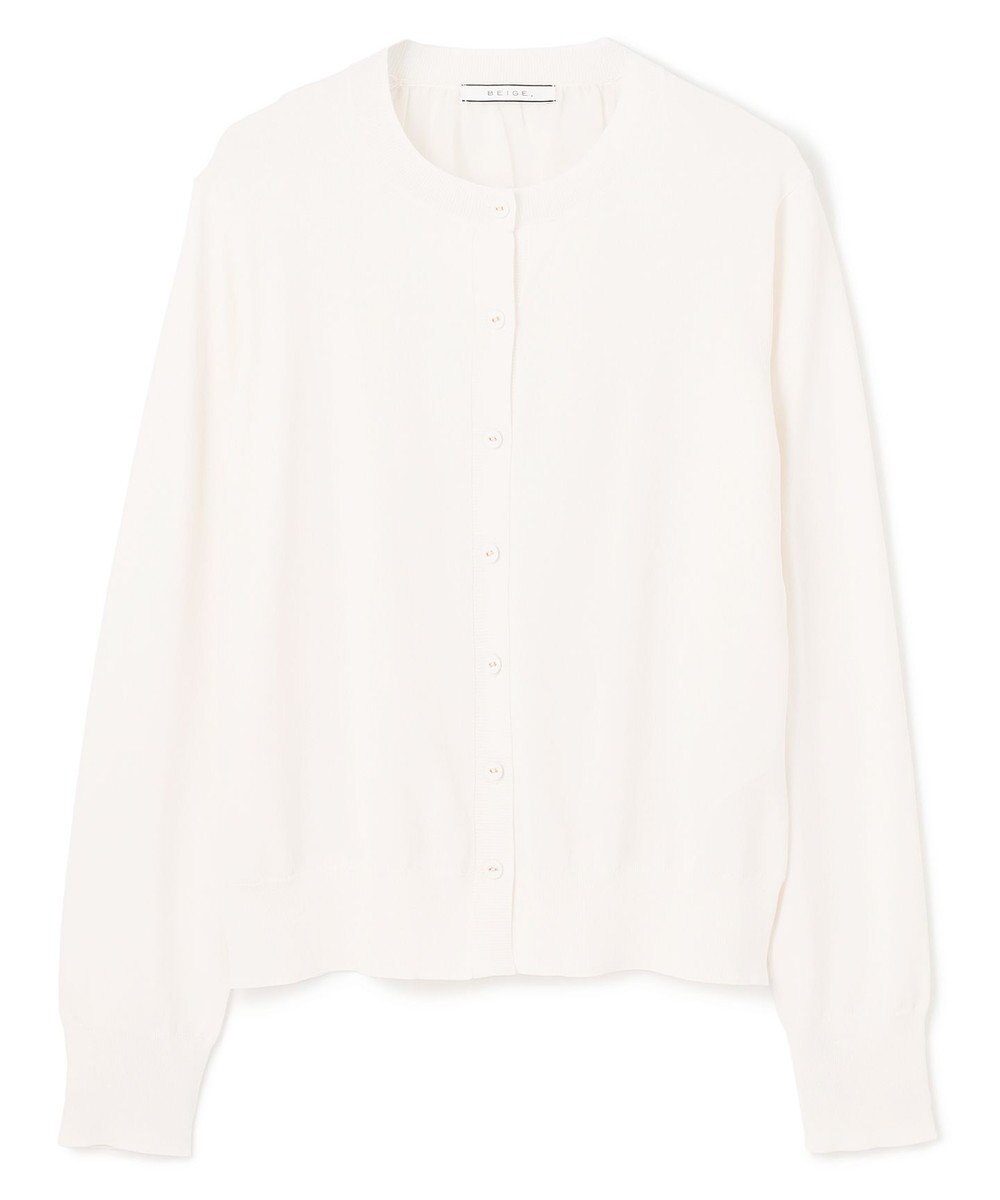 BEIGE， 【洗える】NADIA / バックオーガンジークルーネックカーディガン 