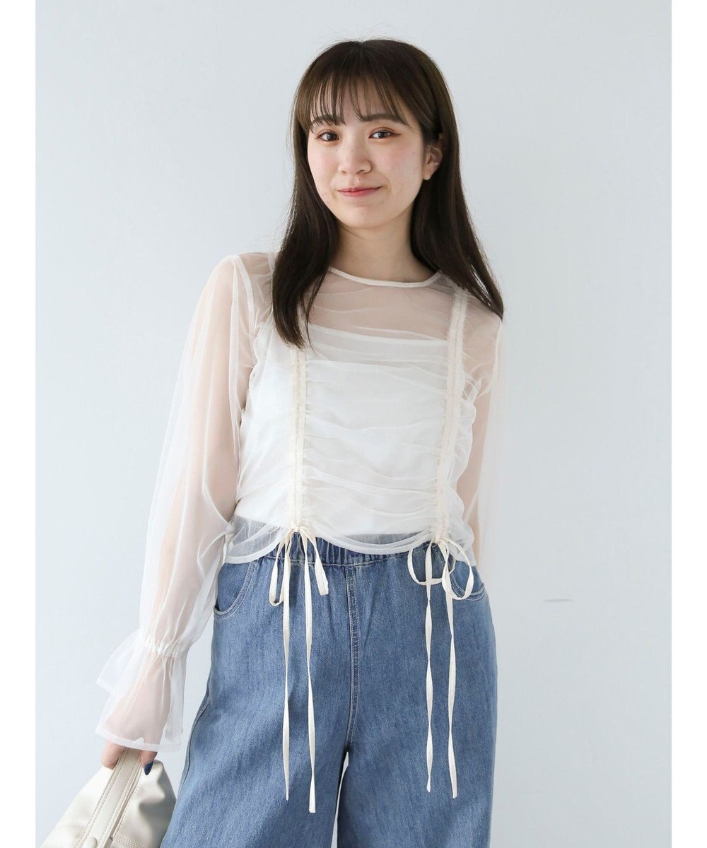 Green Parks ・ＥＬＥＮＣＡＲＥ　ＤＵＥ　チュールギャザーブラウス 