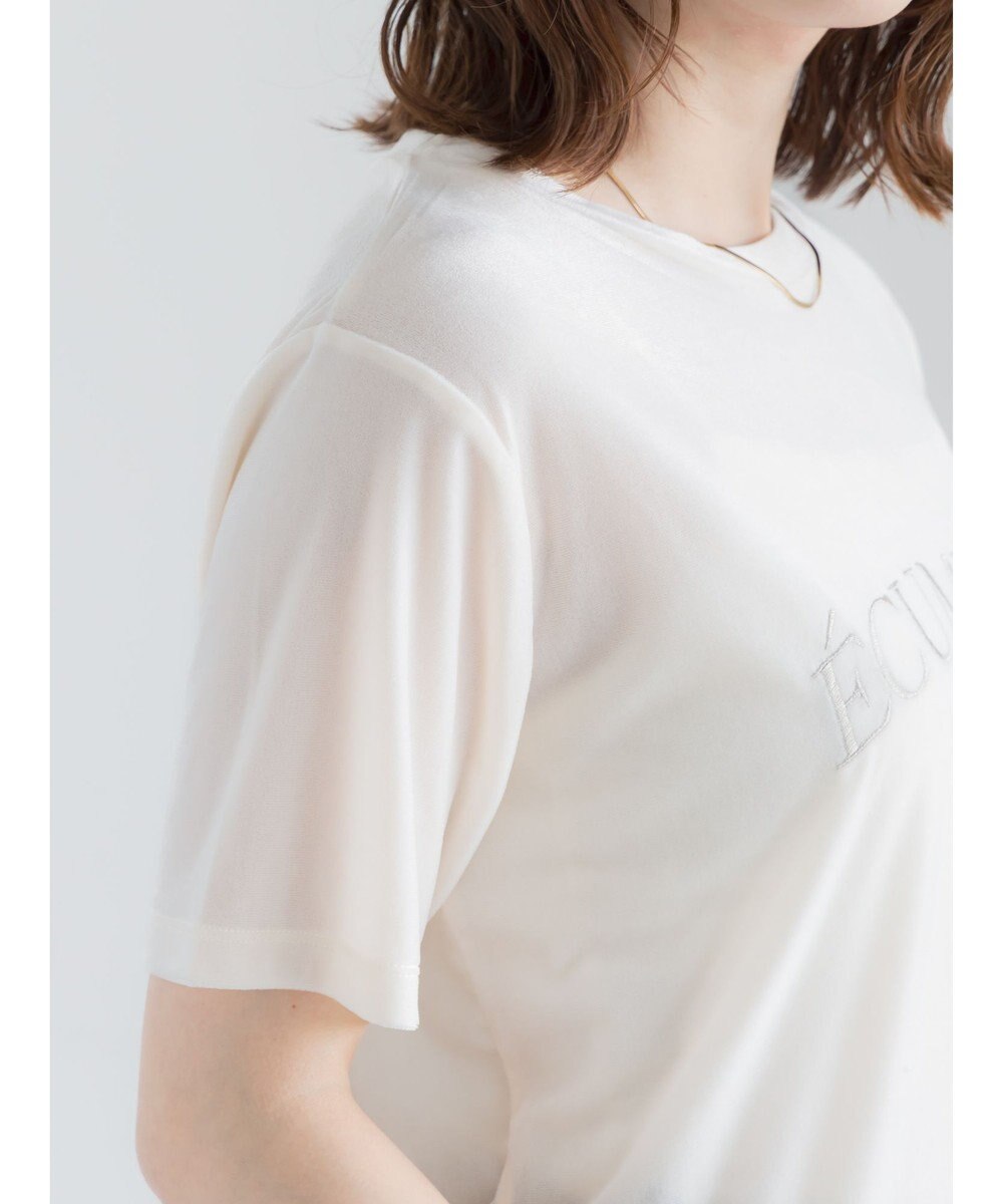 Te chichi シアーベロアロゴ刺繍Tシャツ 