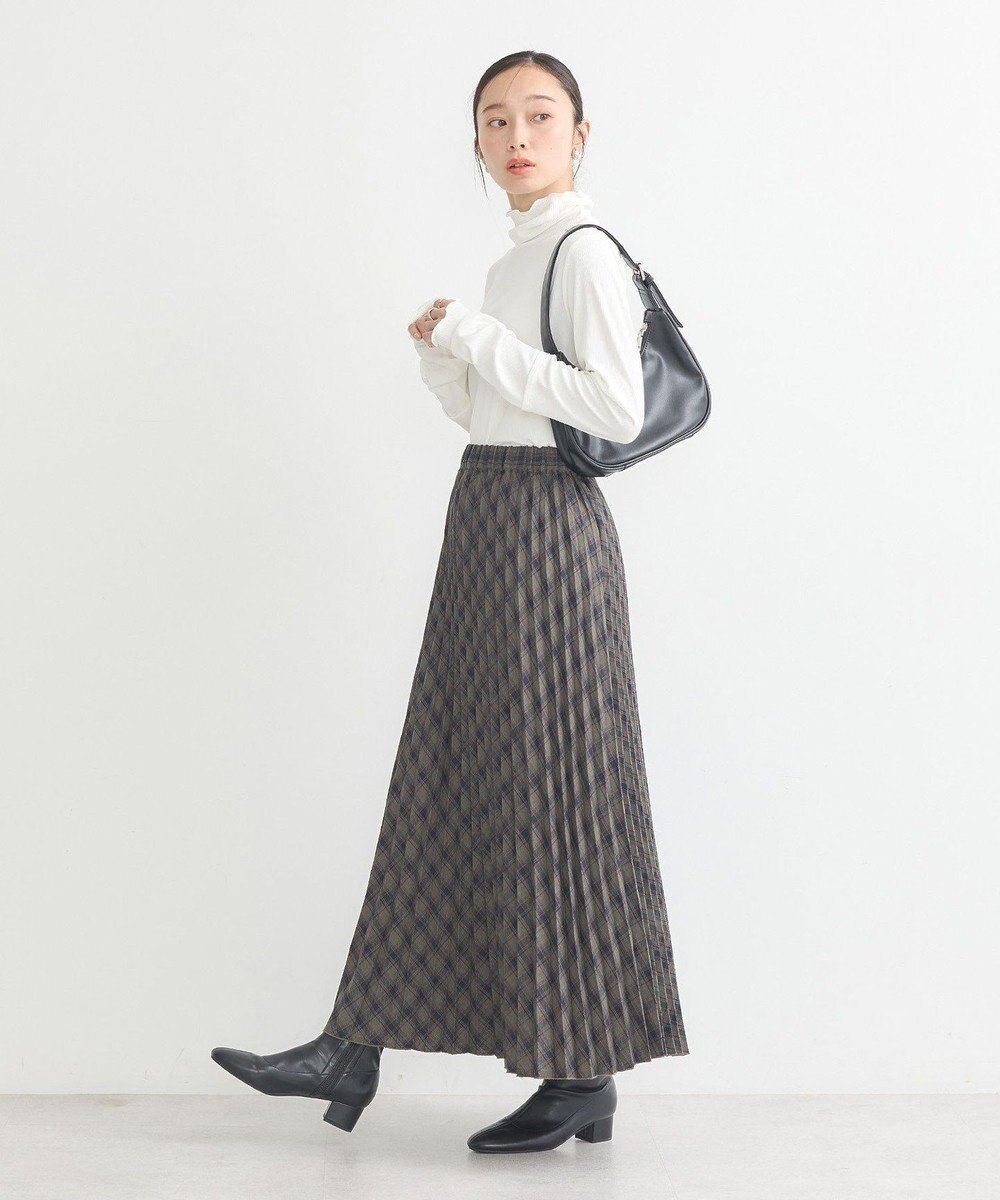 earth music&ecology シャーリングスリーブリブタートルプルオーバー 