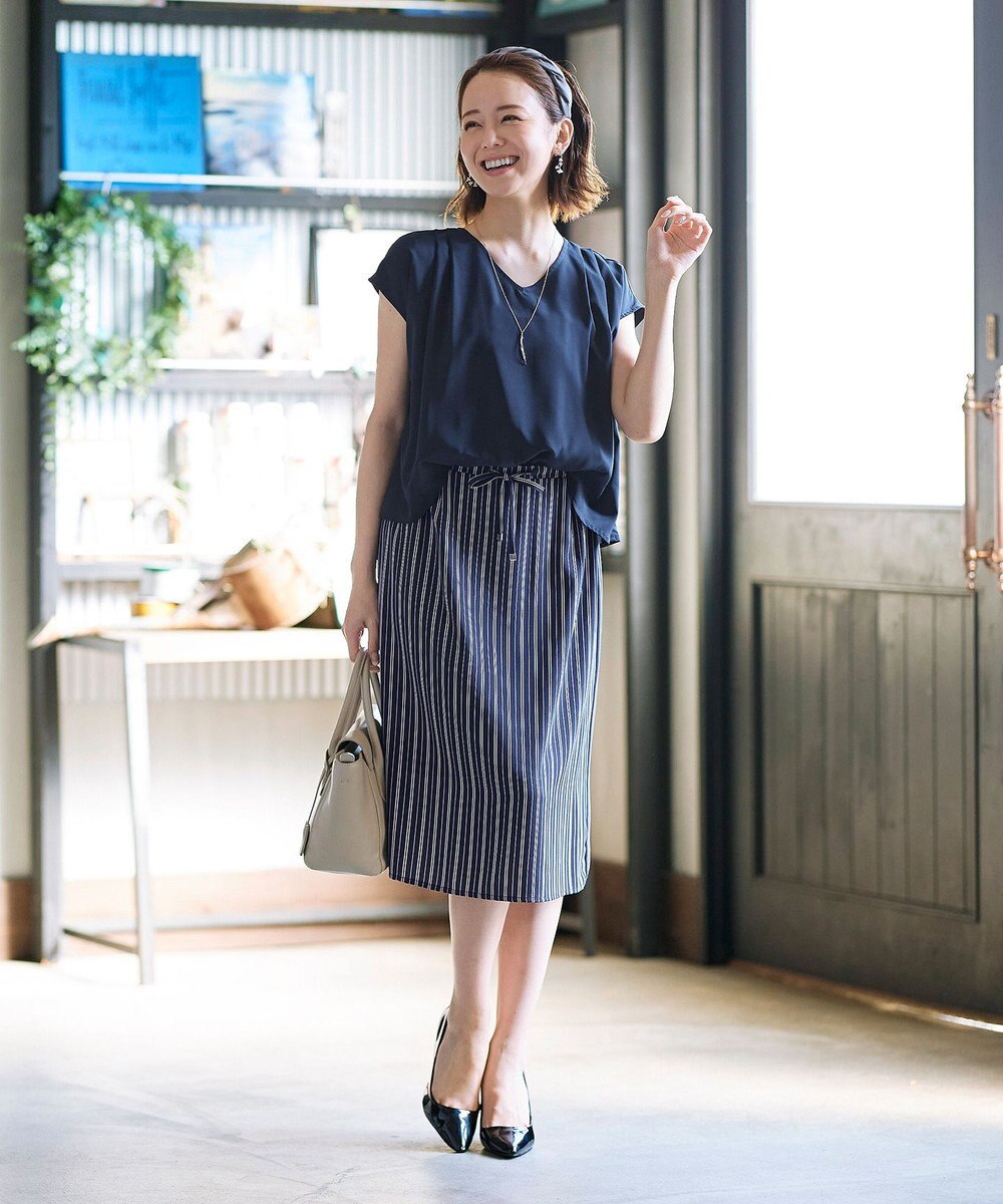 Tiaclasse 【洗える】大人こなれた印象のドッキングドロストワンピース 