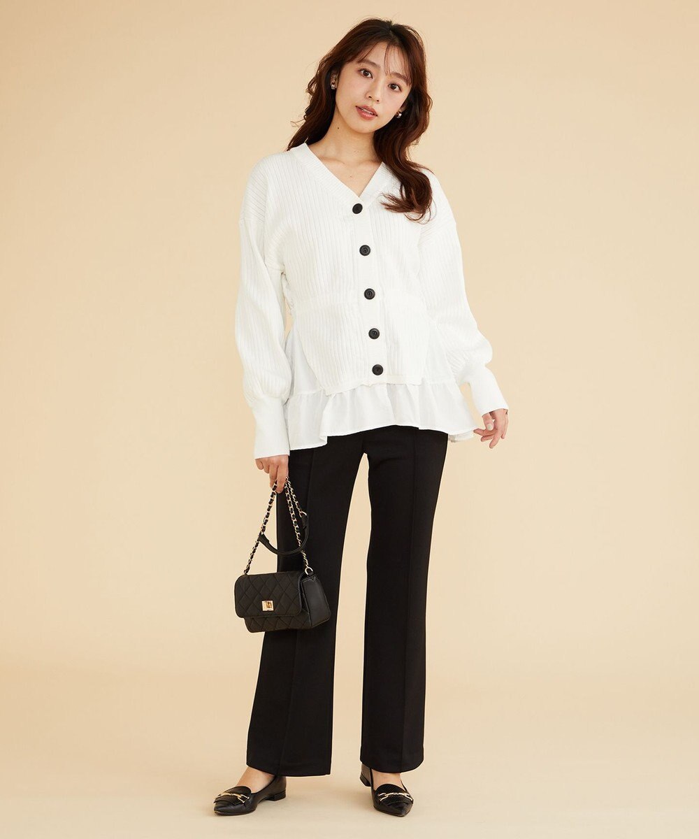 Feroux 【洗える】ペプラム カーディガン 