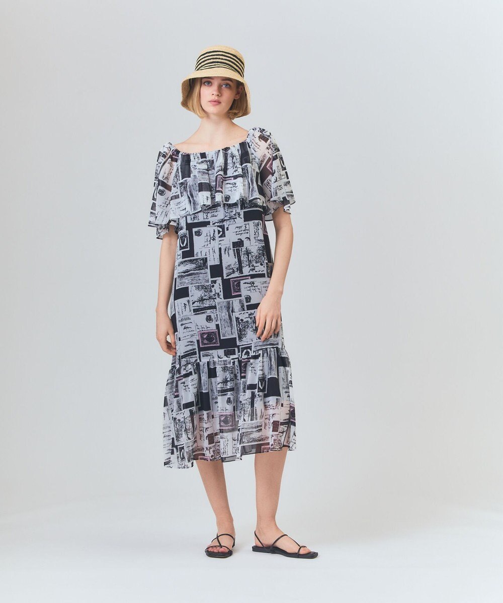 GRACE CONTINENTAL シフォンプリントドレス 