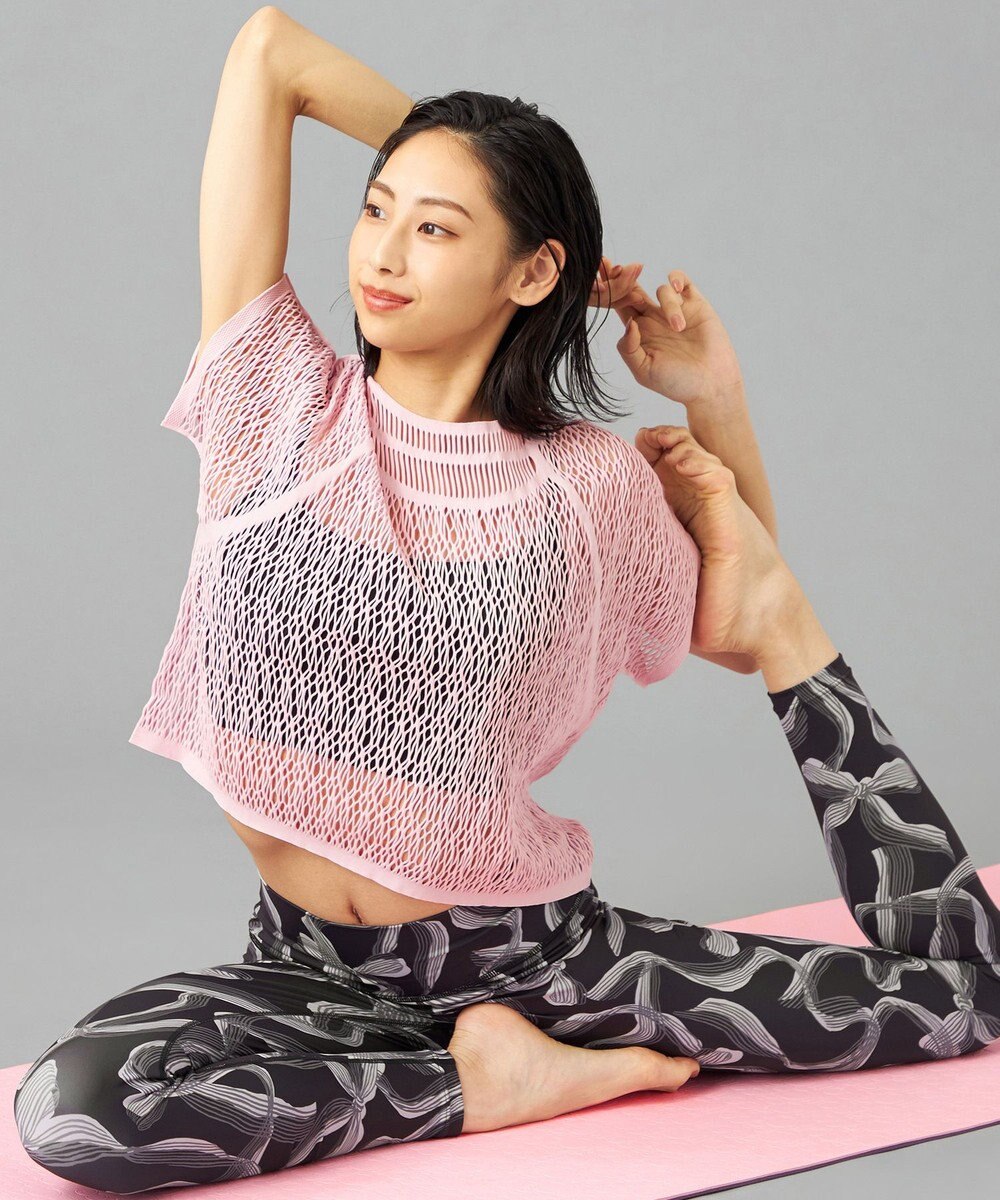 Chacott 【ノーソーイングニット】ランダムメッシュニットTシャツ 