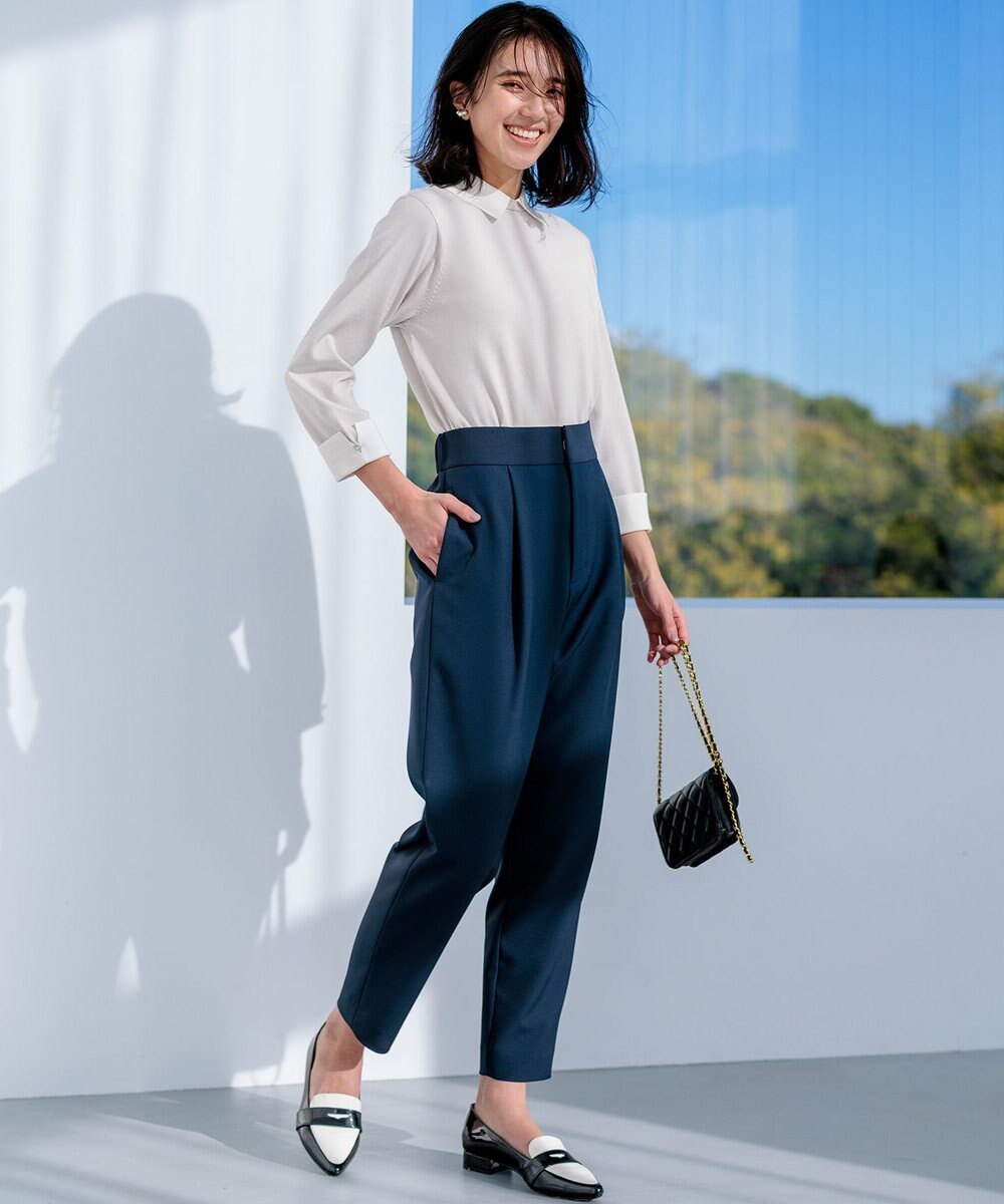 組曲 【洗える・ストレッチ】プランタンカラークロップド パンツ 