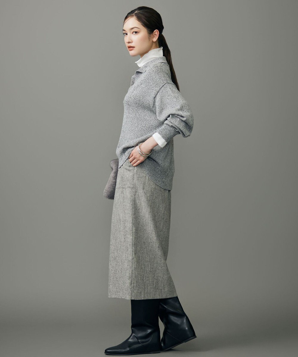 自由区 S ペーパーウールコットン襟付き ニット 