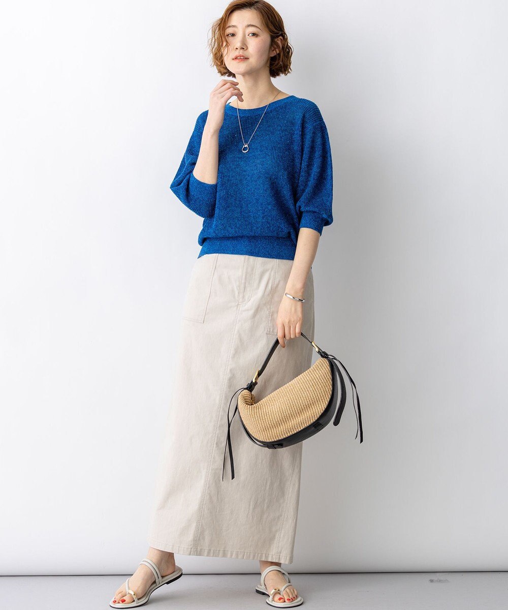 23区 VIOLAd'ORO ラフィアシート レザーコンビ ワンハンドルバッグ 