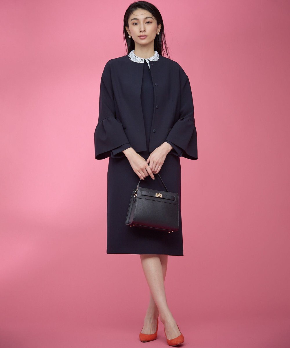 組曲 L 【KUMIKYOKU NAVY】コンフォータブルドレープ レース襟ワンピース 