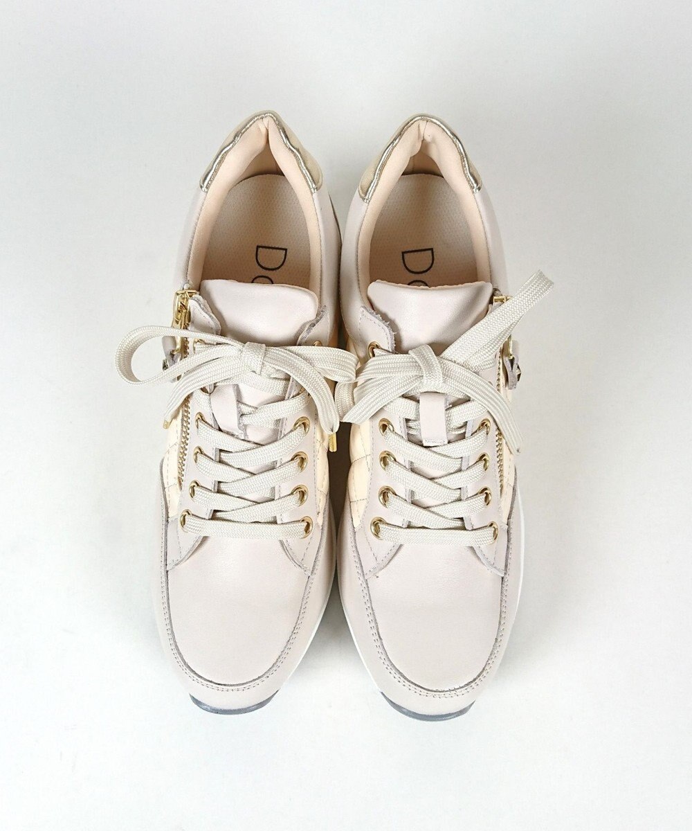 Dominic3 ヒールアップ サイドキルティング ジップスニーカー 