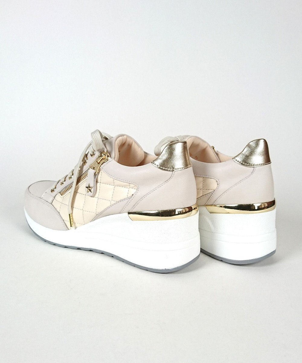 Dominic3 ヒールアップ サイドキルティング ジップスニーカー 