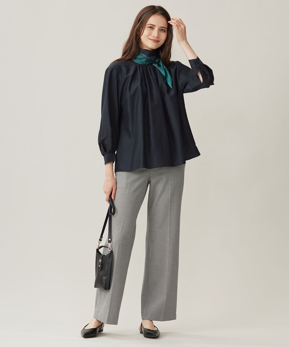 自由区 L 【洗える】シアーエンブロイダリープルオーバー ブラウス 