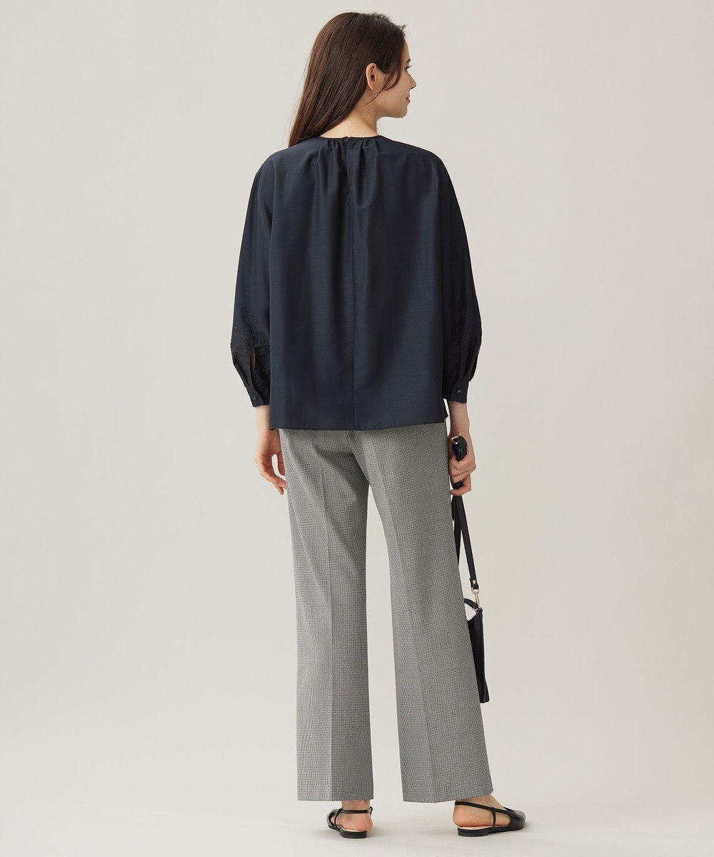 自由区 L 【洗える】シアーエンブロイダリープルオーバー ブラウス 