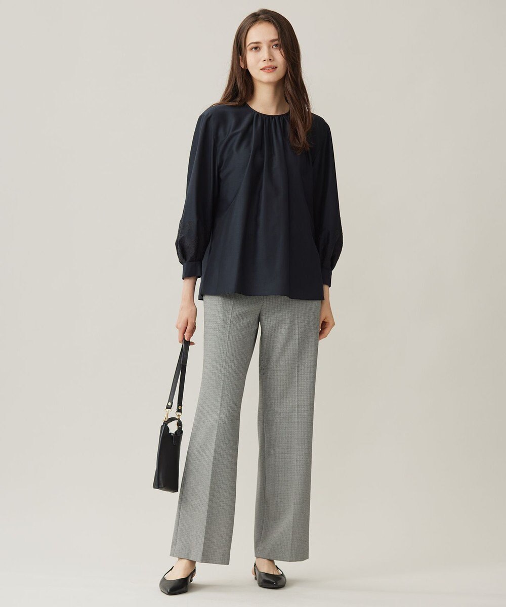 自由区 L 【洗える】シアーエンブロイダリープルオーバー ブラウス 