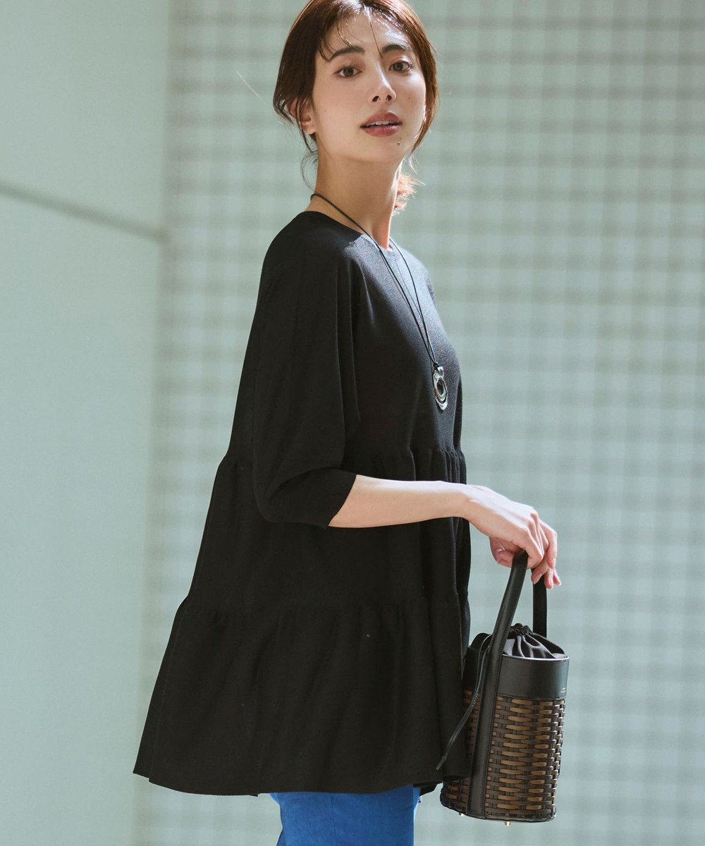 23区 L シャイニーシアーニット ティアード チュニック 