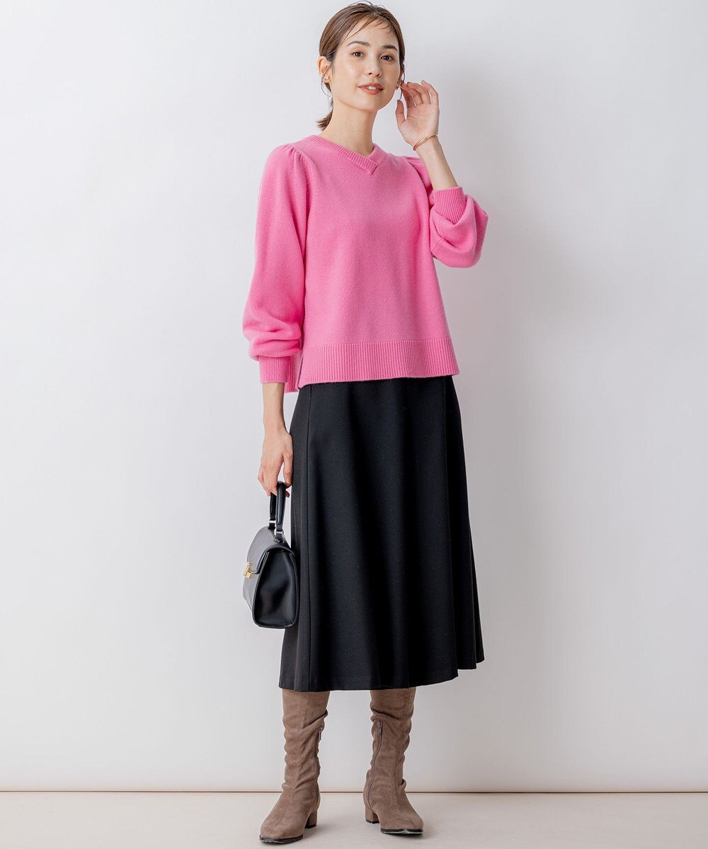 組曲 【8色展開・前後着用可】ウールカシミヤミックス パフスリーブ ニット 