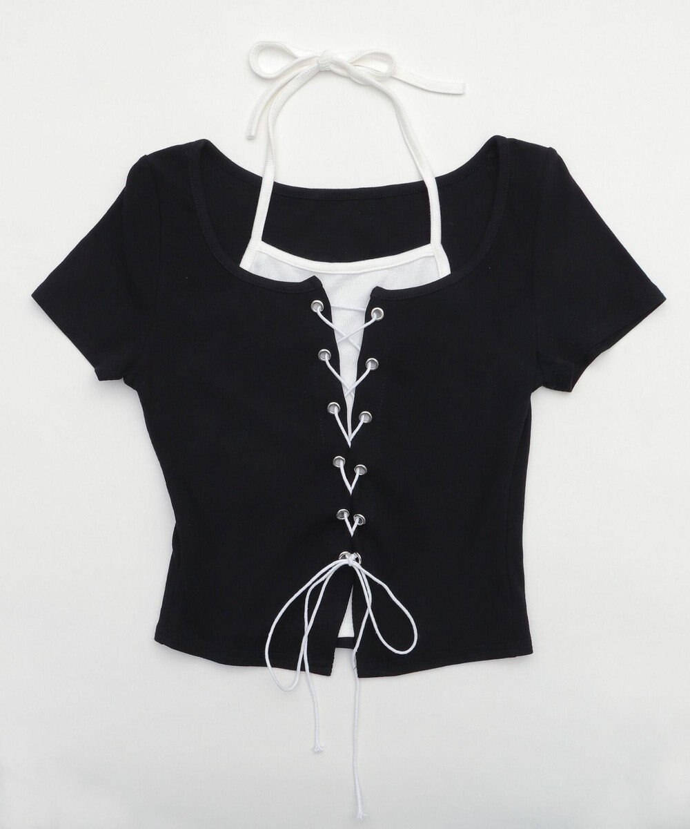 WEGO フロントレースアップレイヤードT 