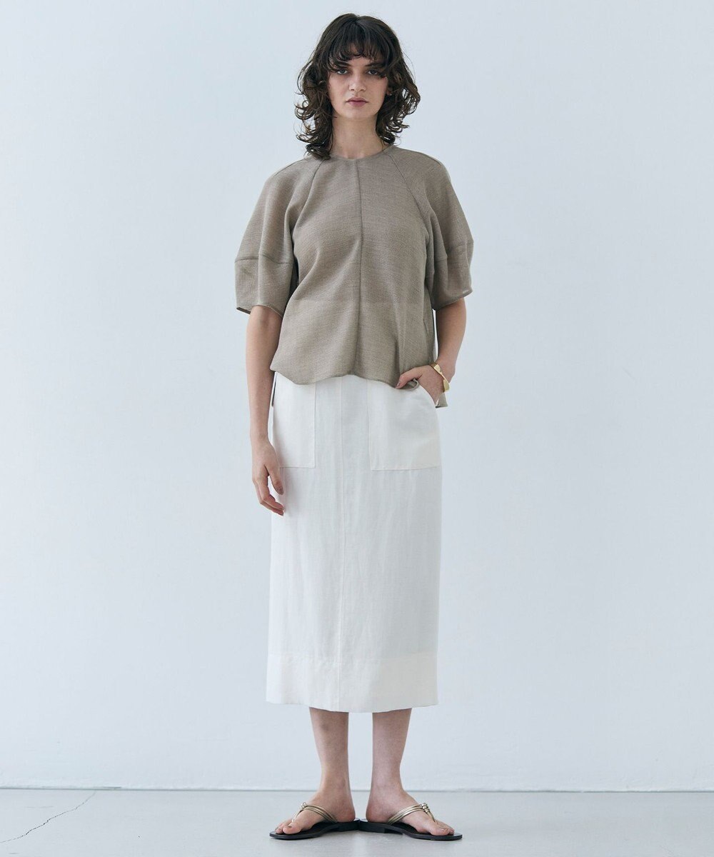 BEIGE， LIATRIS / バックリボン ハーフスリーブブラウス 