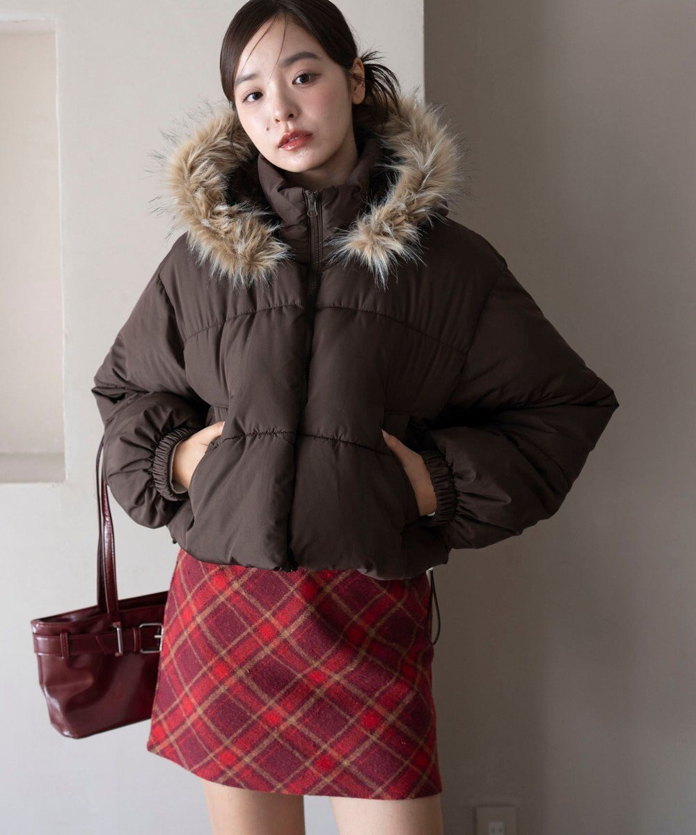 WEGO 【25年秋冬新作/SMサイズ展開】2WAYファーフードショートパファーブルゾン 