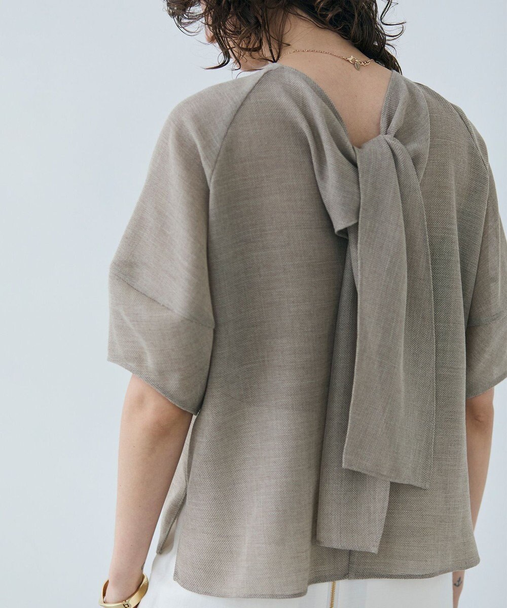 BEIGE， LIATRIS / バックリボン ハーフスリーブブラウス 