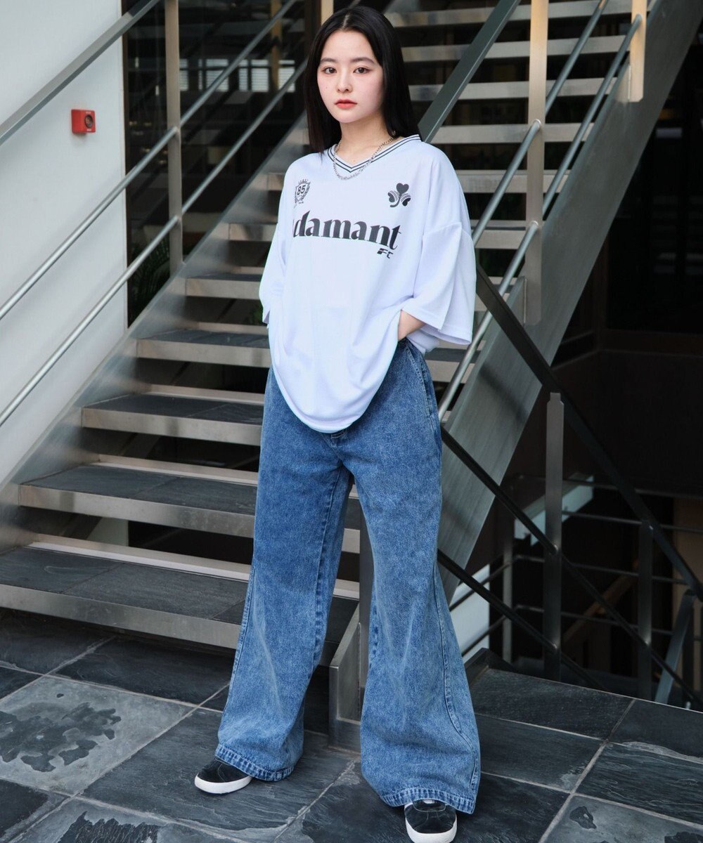 WEGO 【２点セット/ユニセックス着用ITEM/吸水速乾】アクセ付きメッシュロゴT（SS） 