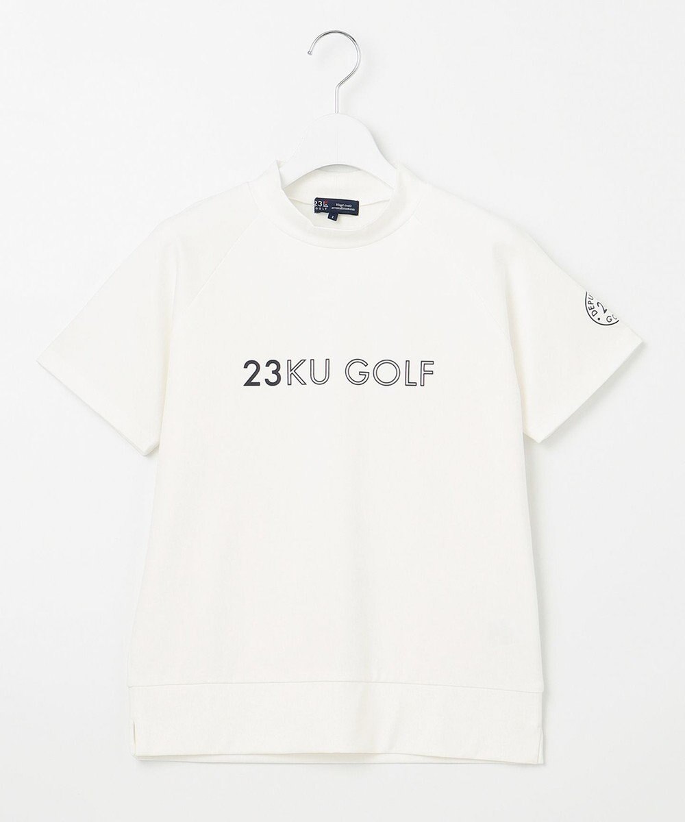 23区GOLF 【WOMEN】ロゴ 半袖モックネックシャツ ホワイト系