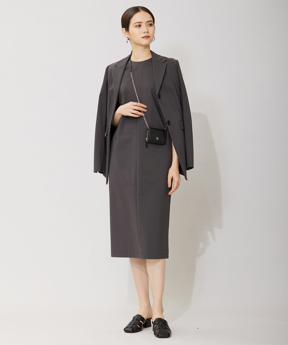 ICB 【セットアップ対応・洗える】コットンコンプレッシャー ストレートワンピース 