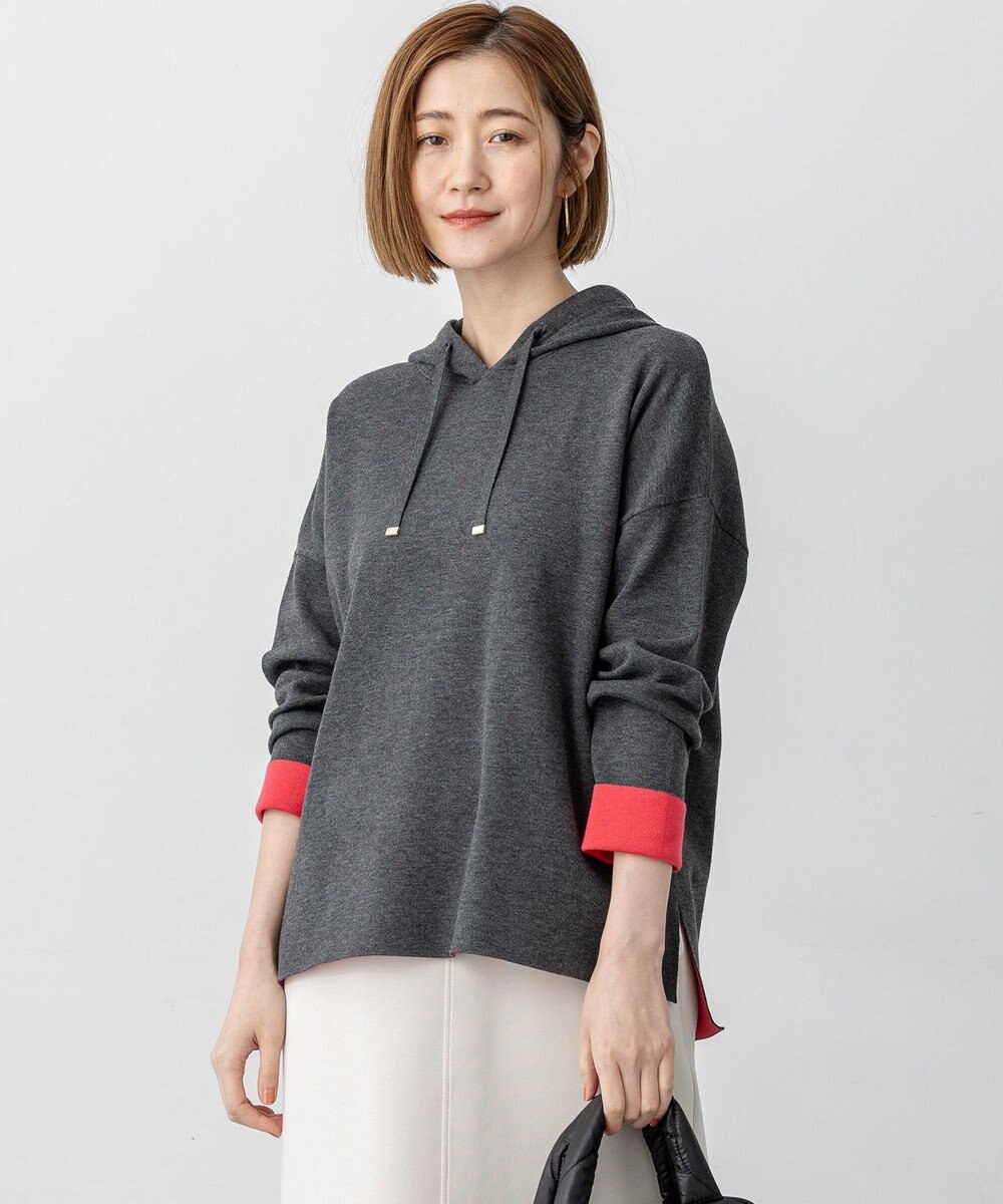 23区 L 【洗える】ダブルフェイスニット パーカー 