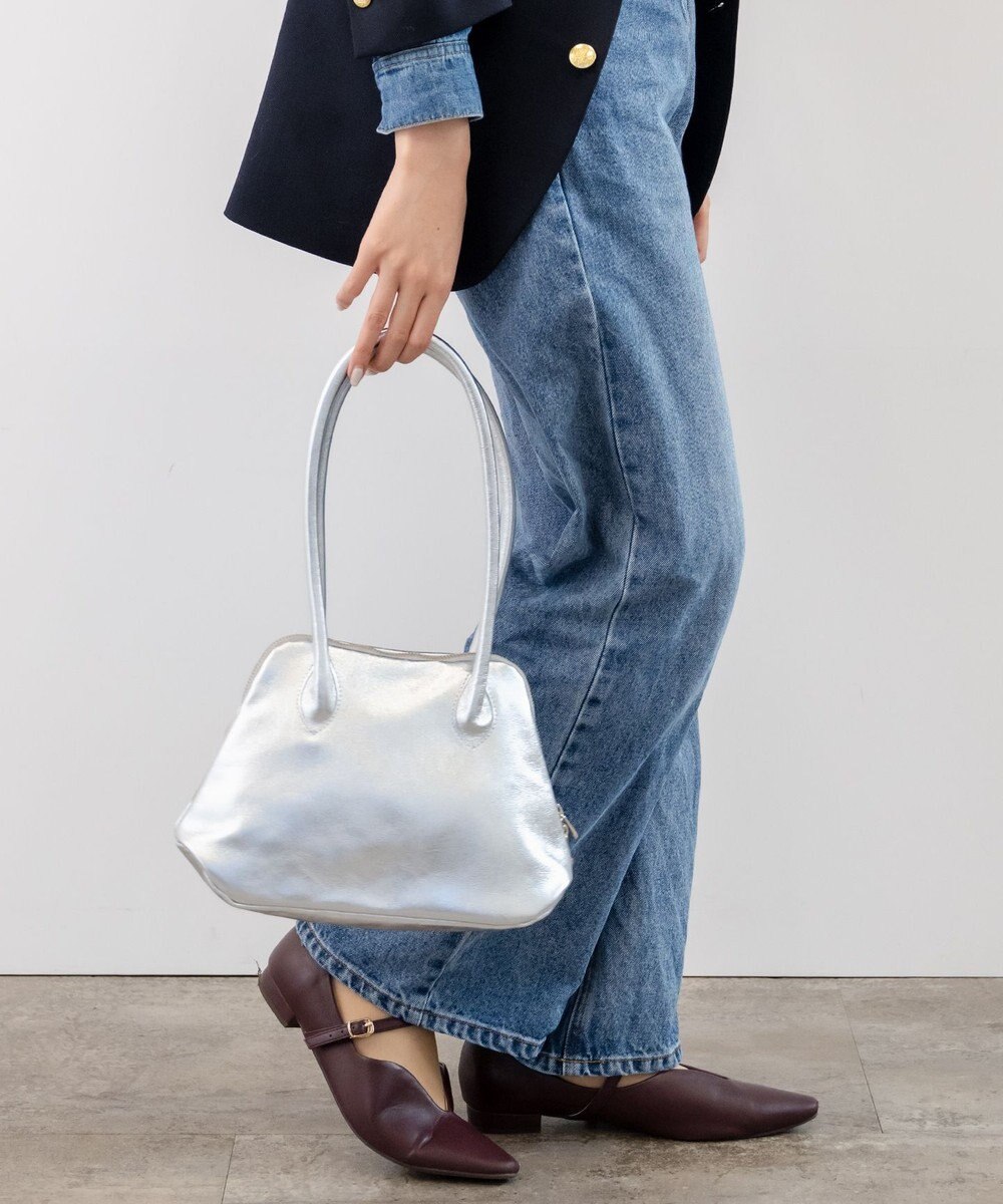 blancle メタリックレザー 舟形ボストンバッグ 