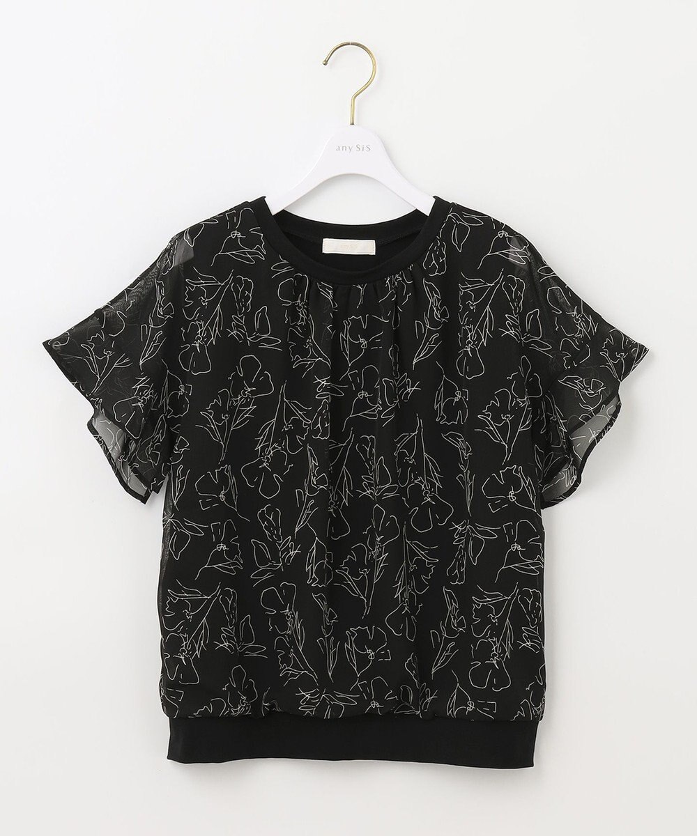 ANY SIS 【洗える】シフォンプリント ブラウス 