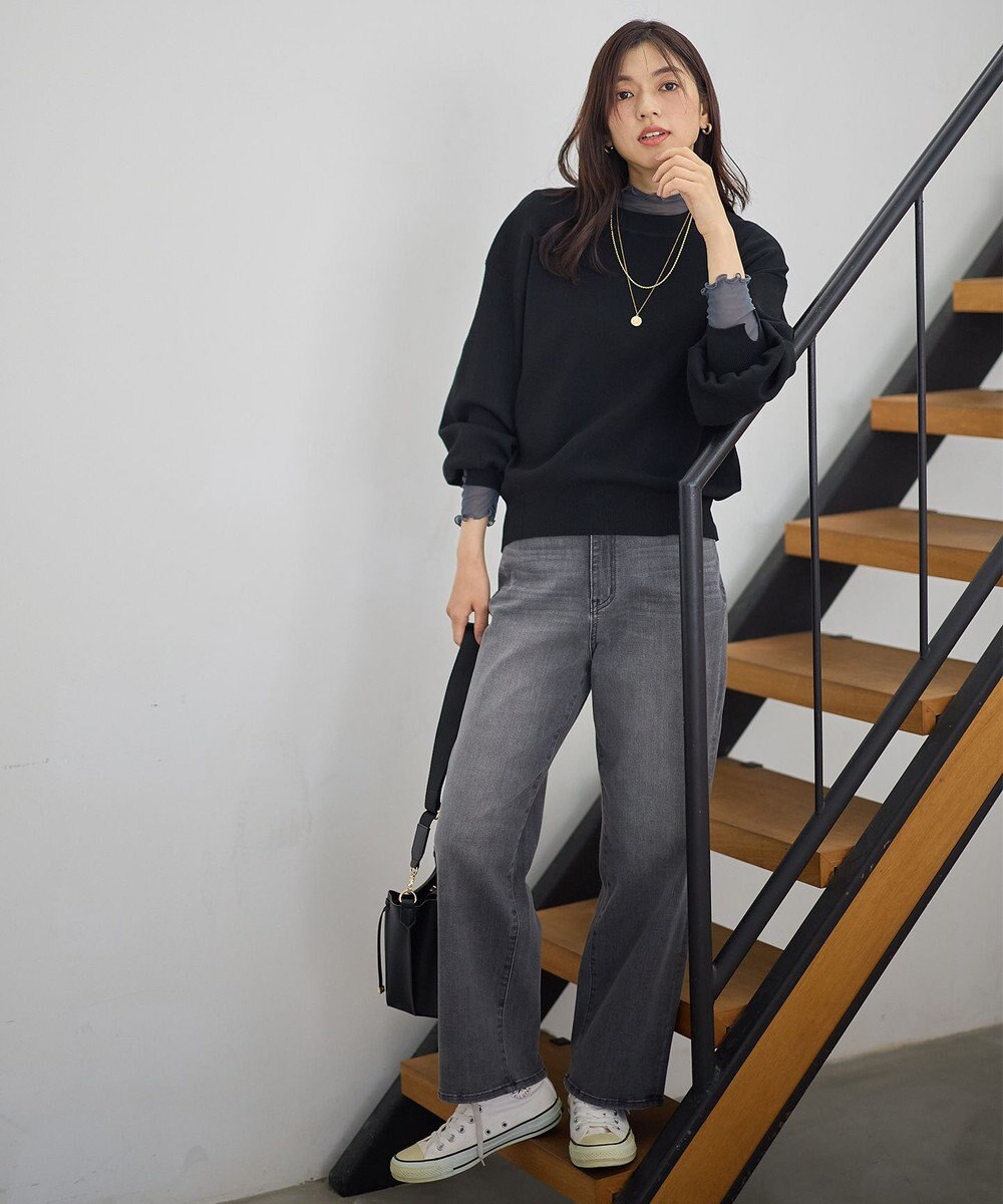 ANY L 【ウエストゴム】ストレートワイドデニム 