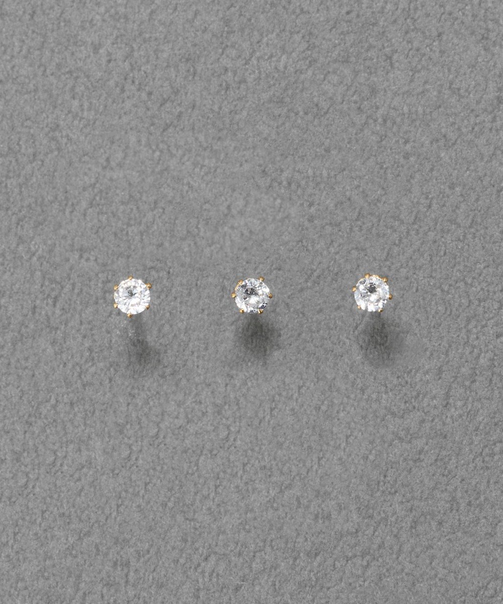 Phoebe 【金属アレルギー対応】3setビジューピアス　ゴールド/サージカルステンレス 