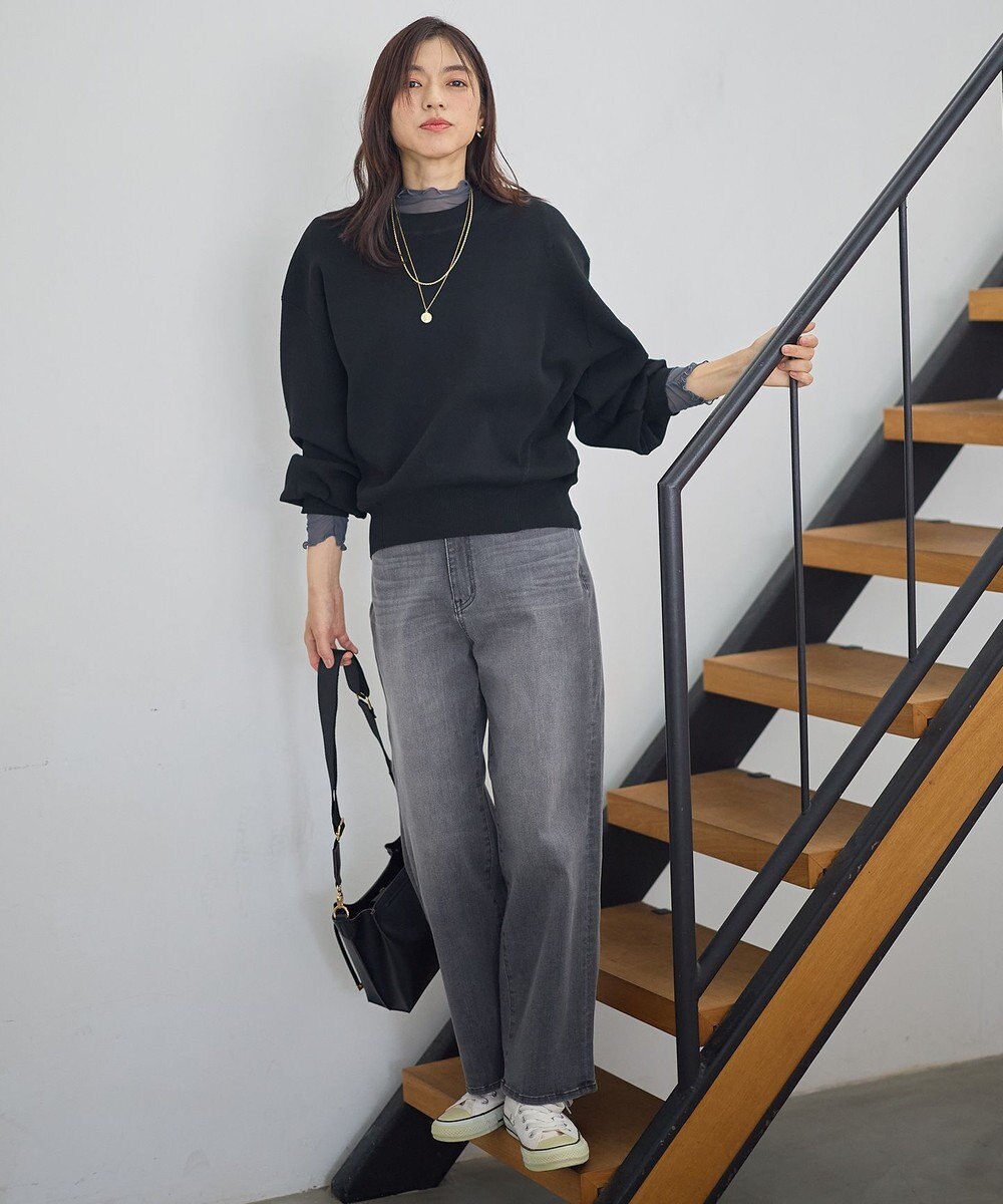 ANY L 【ウエストゴム】ストレートワイドデニム 