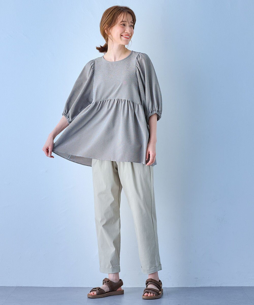 ANY 【WEB限定/洗濯機可】サッカーギャザーペプラムブラウス 