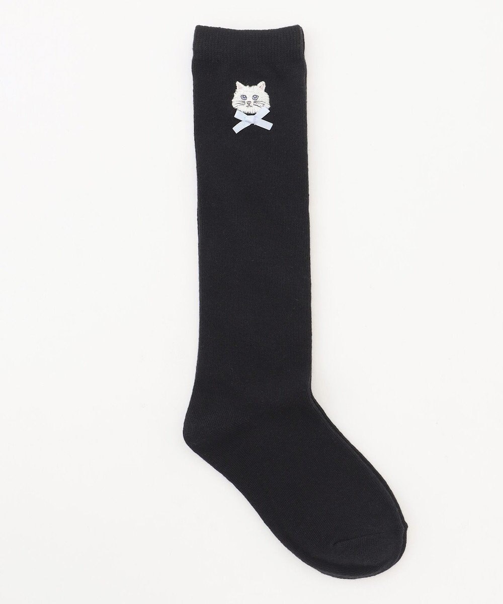 ANY KIDS ネコ刺繍　ハイソックス 