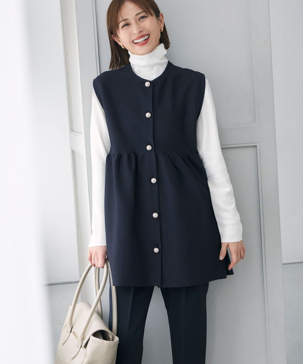 自由区 L 【洗える】シルクウールリブタートルネック ニット 