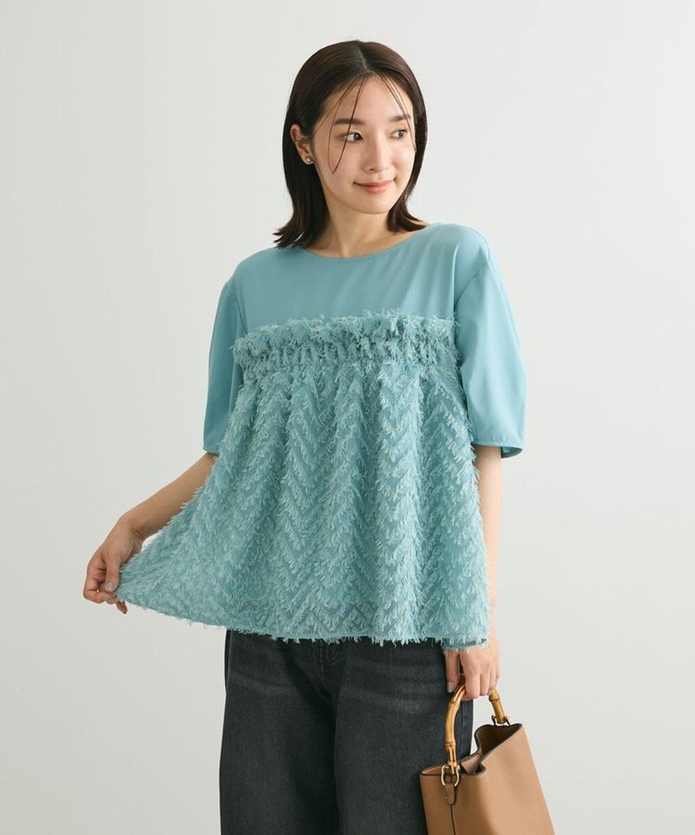 Green Parks フェザージャガードドッキングブラウス 