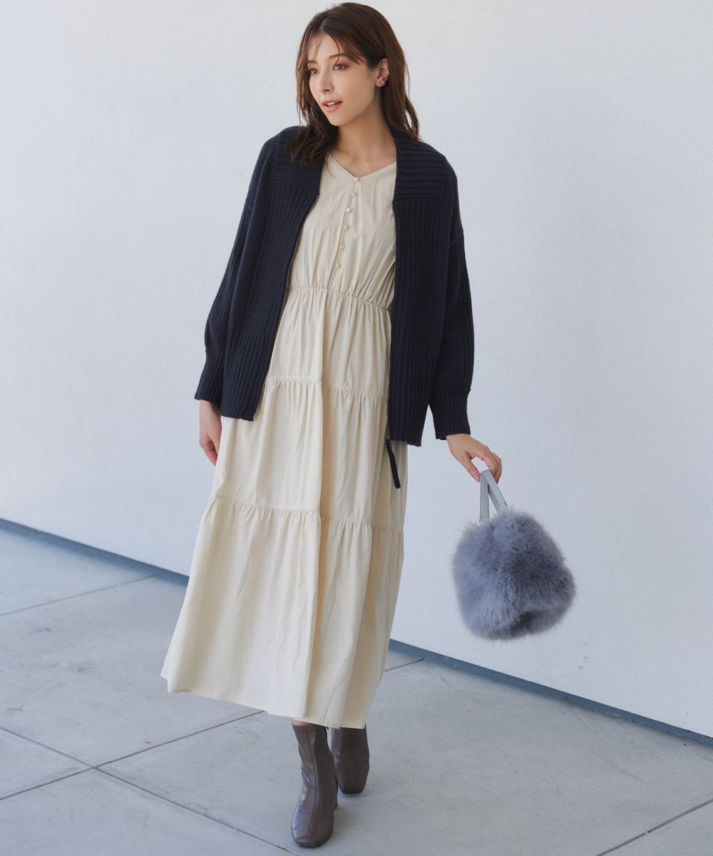 Tiaclasse 【洗える】ダブルジップリブニットカーディガン 