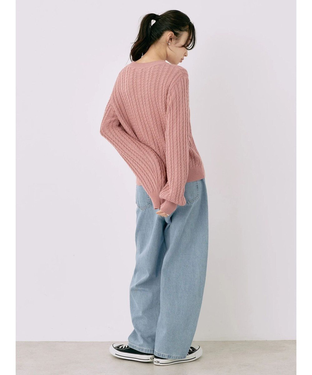 earth music&ecology 刺繍入りケーブルニットプルオーバー 