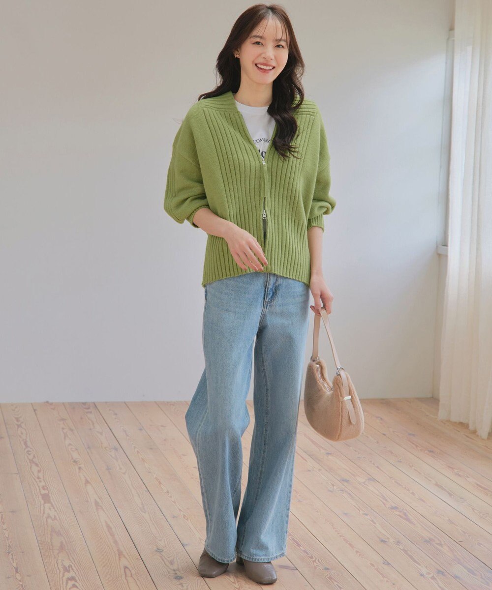 Tiaclasse 【洗える】ダブルジップリブニットカーディガン 