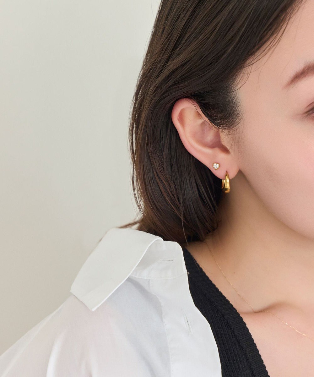 Phoebe 【金属アレルギー対応】ジュエルハートピアス(片耳)　ゴールド/サージカルステンレス 