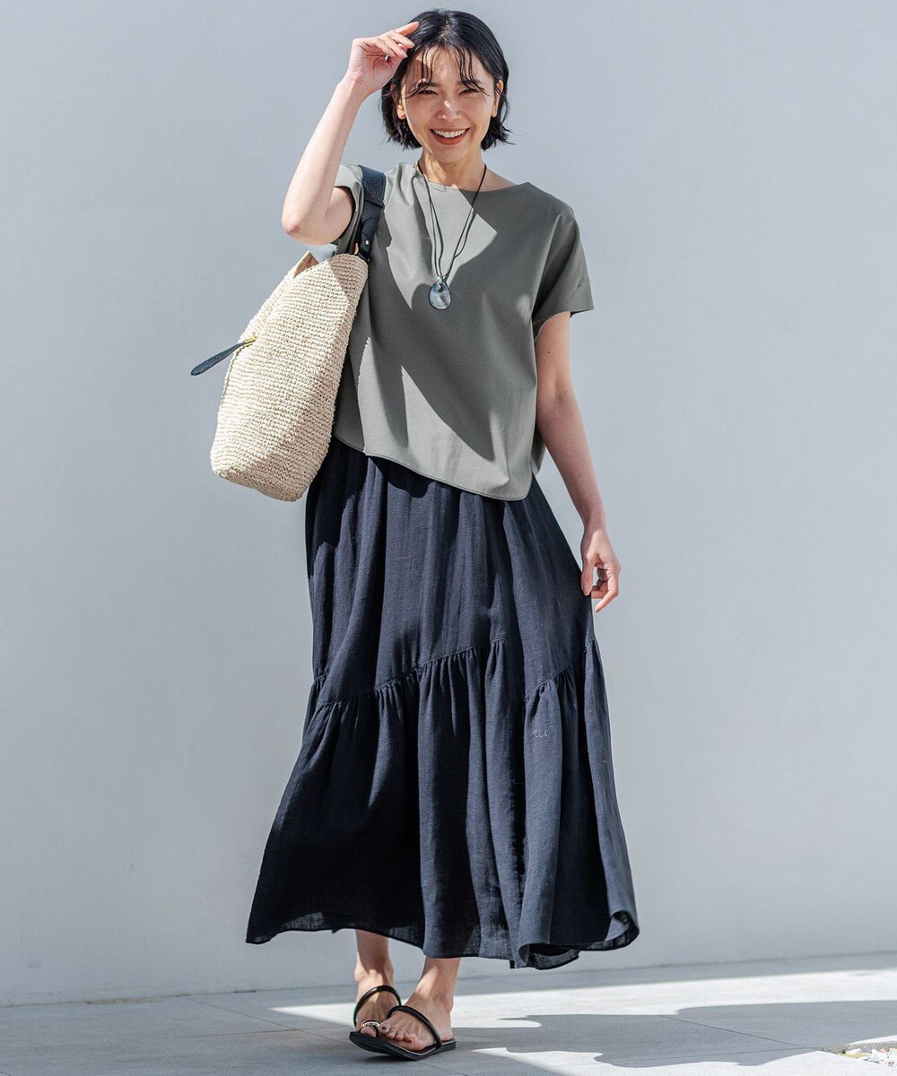 23区 【洗える】LIBECO ティアード スカート 