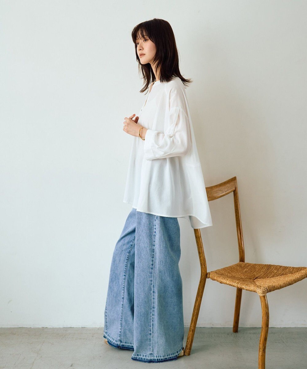 YECCA VECCA 2wayドロストスリーブバンドカラーシャツ 