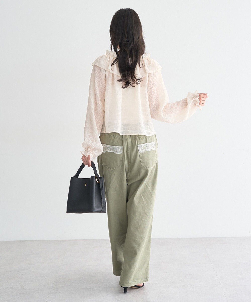 earth music&ecology シアーチェック2wayオフショルブラウス 