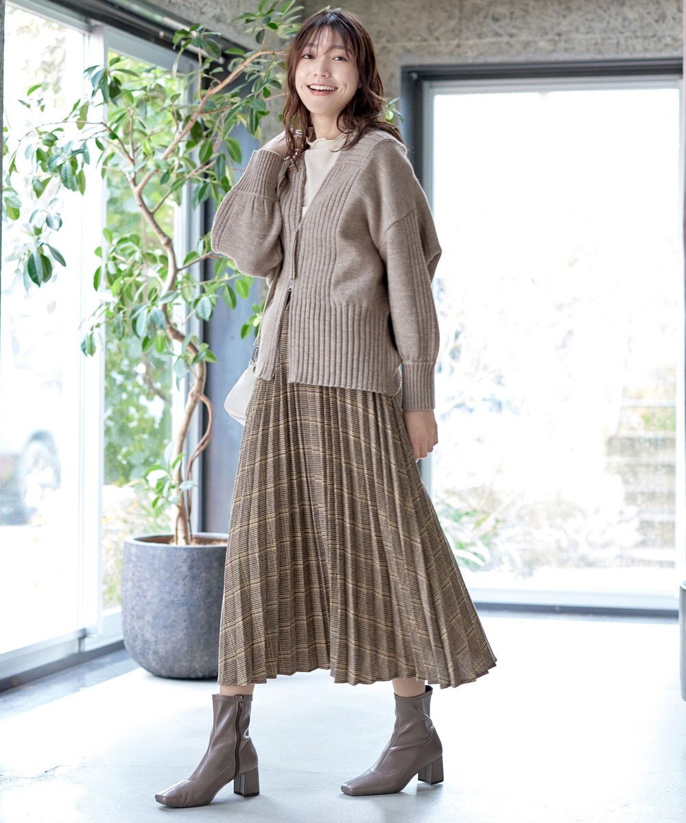 Tiaclasse 【洗える】ダブルジップリブニットカーディガン 