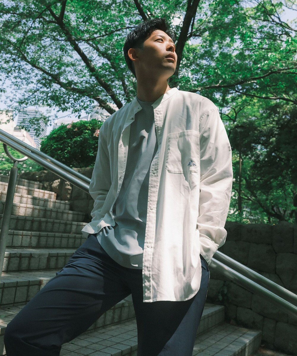 SHARE PARK MENS 【UVカット・撥水・ストレッチ】イージーデニムノーカラーシャツ 